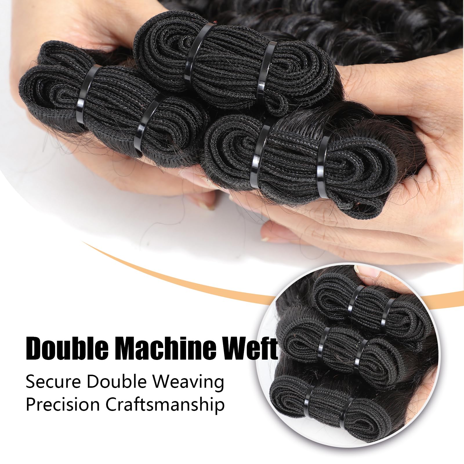 12A Deep Wave Human Hair Bundles 30 30 30 Inches - 100% Unprocessed Indian Virgin Hair for Wet & Wavy Weave - 3 Bundles Deal (Natural Color) - Perfect for Salon Styling, Everyday Wear & Special Occasions