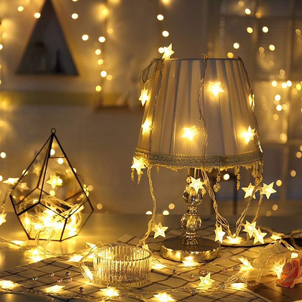 40 LED Battery Operated Star String Lights - 19.6FT Twinkle Fairy Lights Warm White for Indoor & Outdoor Use | Perfect for Patio, Wedding, Bedroom, Christmas Decor & Home Decoration | Create Magical Ambiance for Parties, Romantic Dates & Cozy Nights