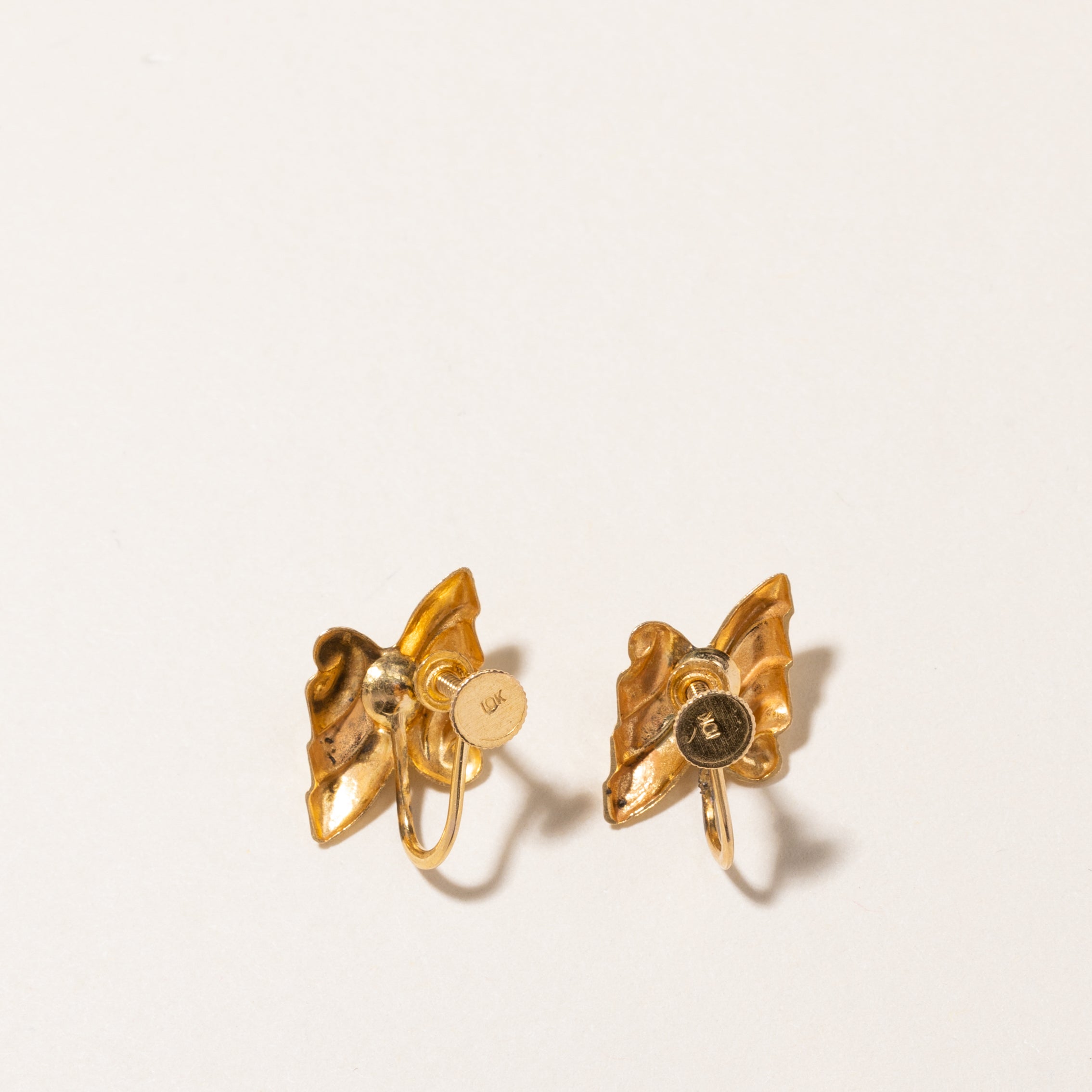 10K Gold Light Blue Stone Abstract Screw Clip-On Earrings for Women - Elegant Party & Wedding Jewelry Gift