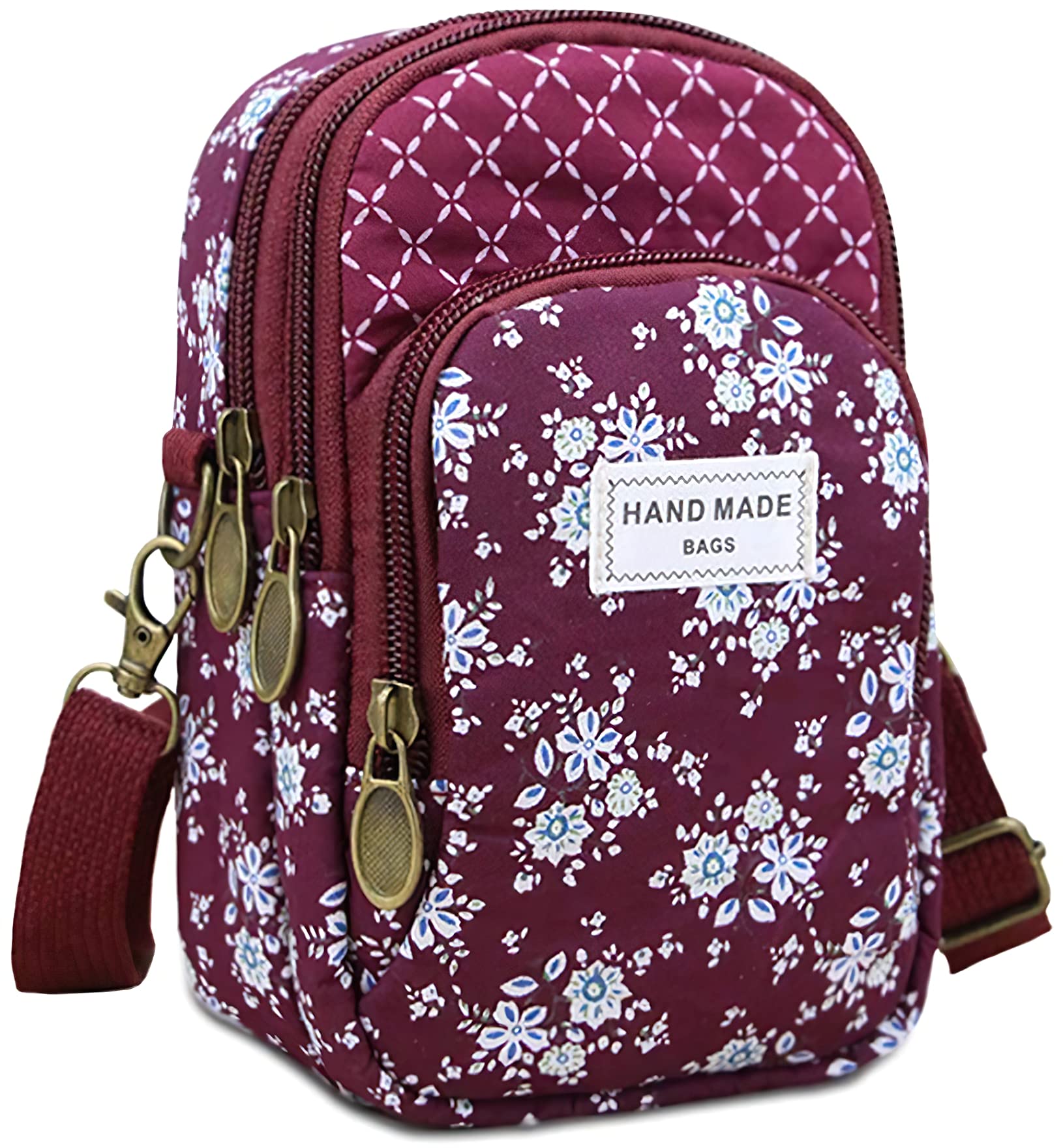 Floral Crossbody Bag for Women - Small Canvas Shoulder Purse with Phone & Coin Pouch - Perfect for Travel, Shopping & Everyday Use