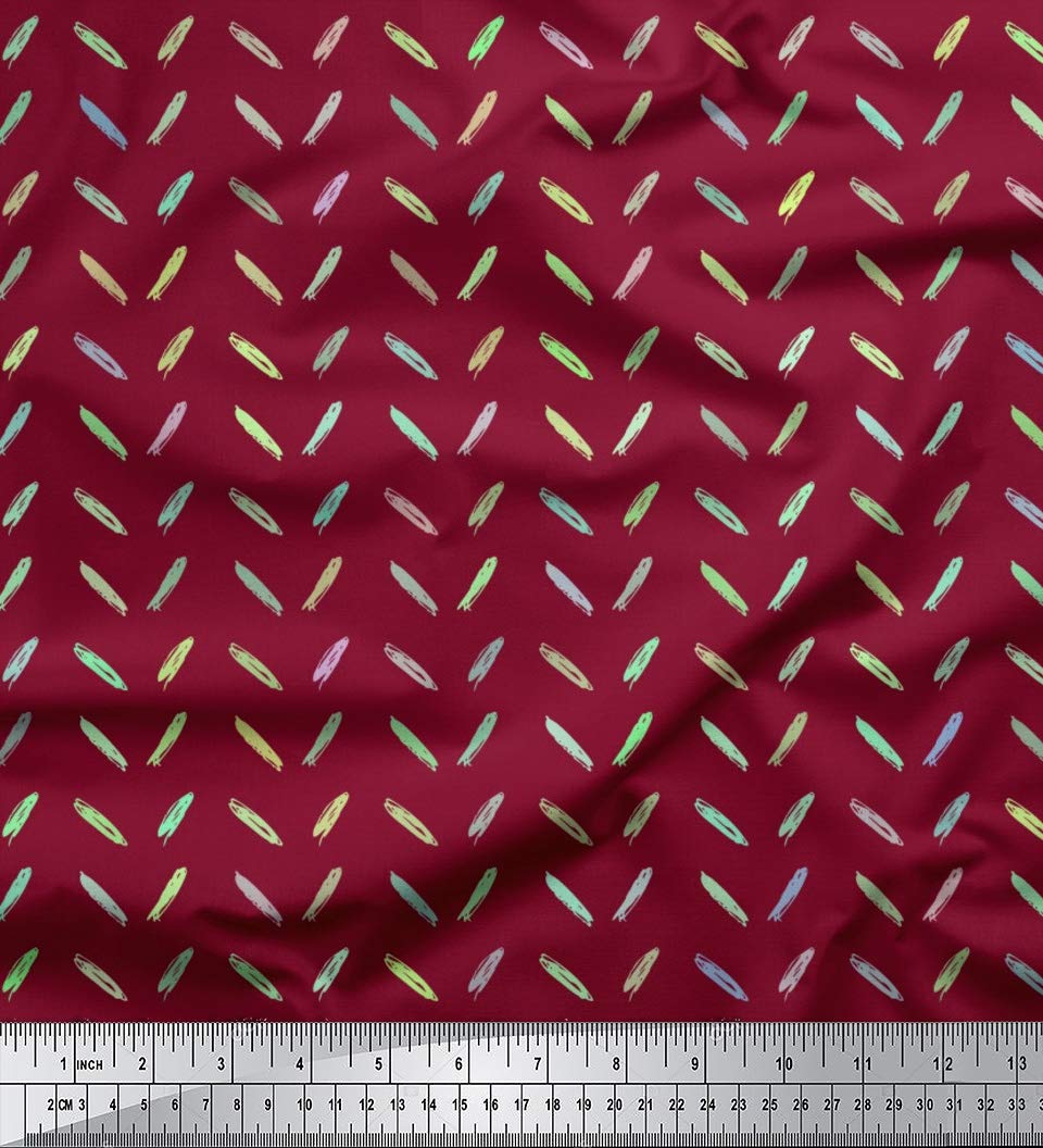 Soimoi Moss Georgette Red Fabric by The Yard - 42 Inch Wide Brush Stroke Abstract Printed Textile for Dresses, Scarves & Home Decor | Artistic Floral Design Fabric for DIY Fashion & Interior Design Projects