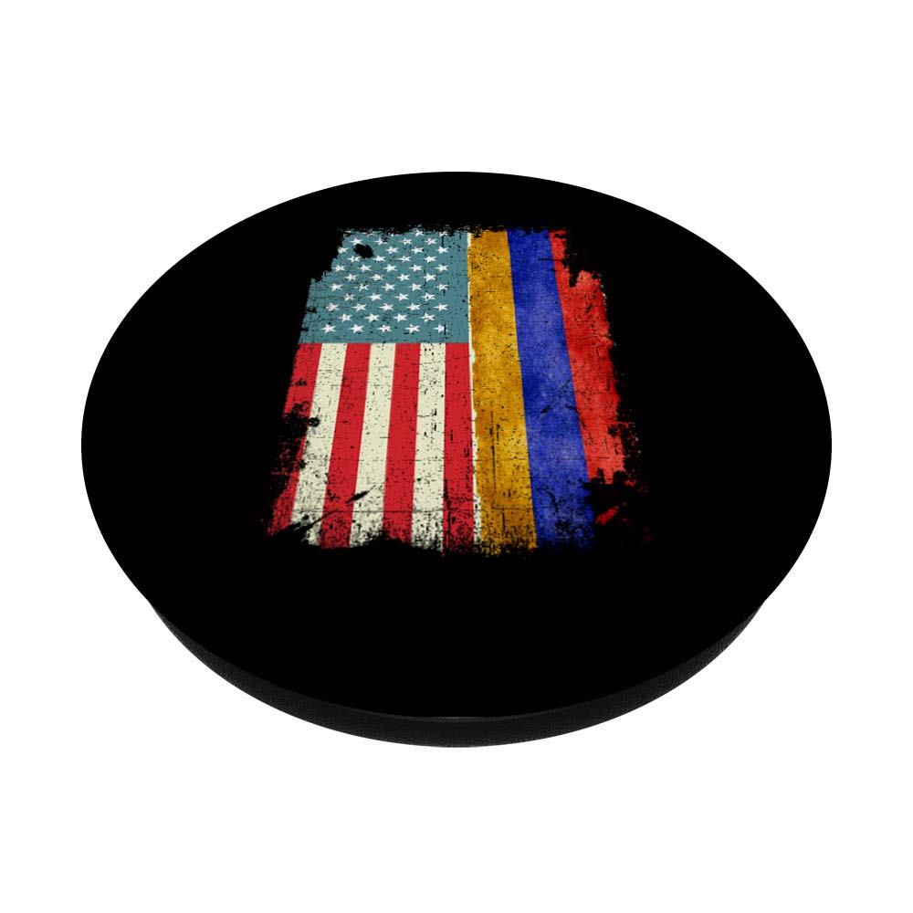 Distressed American Armenian Flag Patriotic PopSockets PopGrip - Swappable Phone Grip for iPhone, Samsung & Tablets | Perfect for Travel, College & Patriotic Events