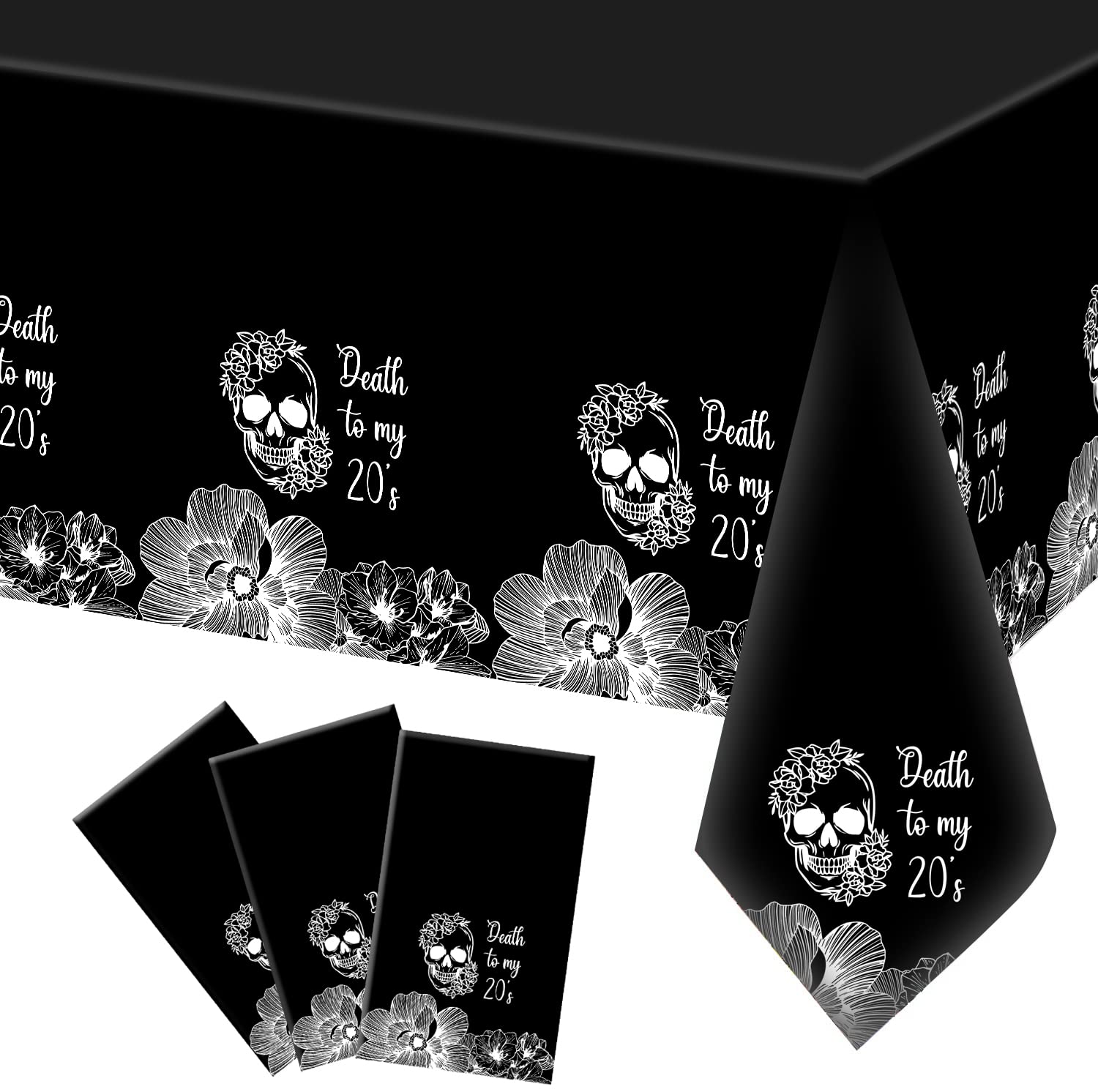 Death To My 20s & RIP To My 20s Tablecloths - 30th Birthday Party Decorations for Women - 3 Pack Set - Perfect for 30th Birthday Celebrations, Milestone Parties & Fun Adult Gatherings