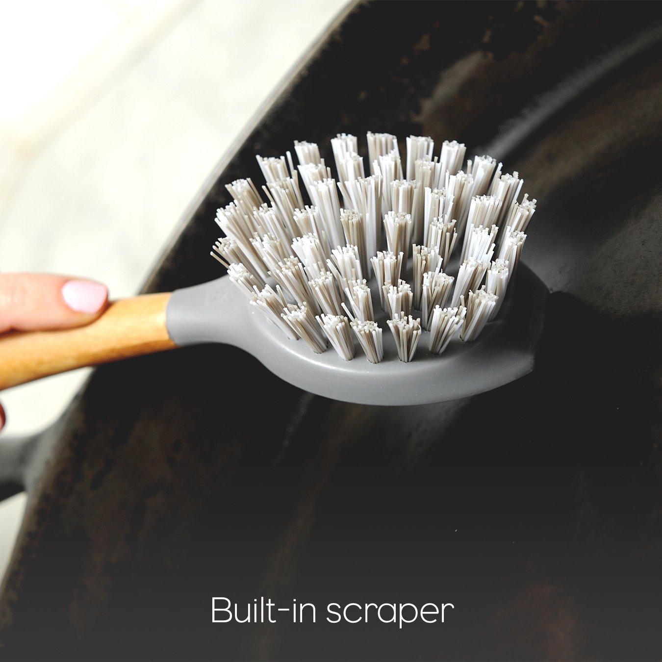 Full Circle Dish Brush Set - Eco-Friendly Dish Brush & Heavy-Duty Cast Iron Scrubber Brush for Kitchen Cleaning | Perfect for Pots, Pans & Cast Iron Cookware