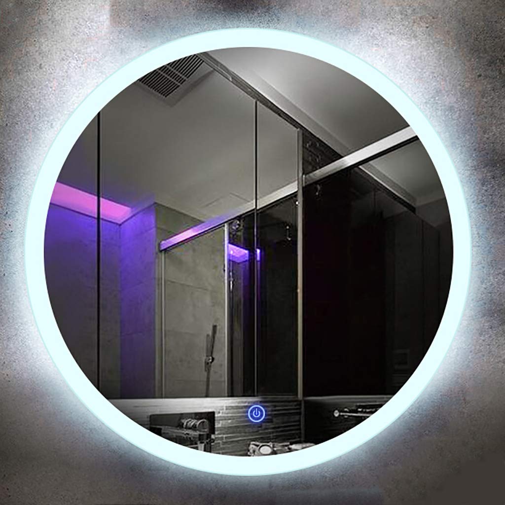 Round LED Bathroom Mirror with Illuminated White/Warm Light, Touch Switch, Timer, Defogger & Bluetooth Music - 60cm/70cm Diameter - Perfect for Modern Vanity, Makeup & Spa Decor