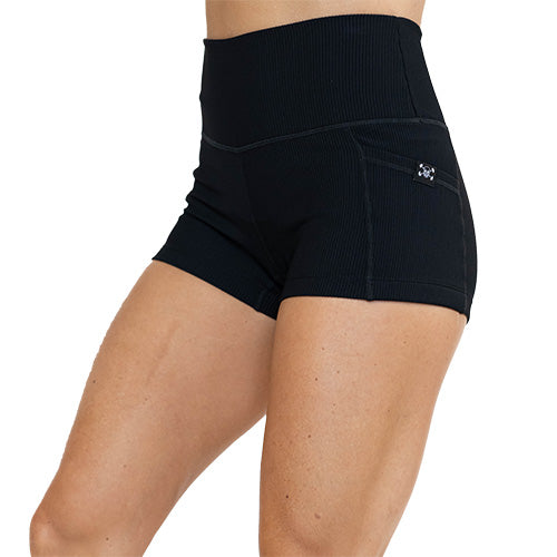 Stylish Ribbed Black Shorts for Women - Comfortable & Trendy Summer Casual Wear