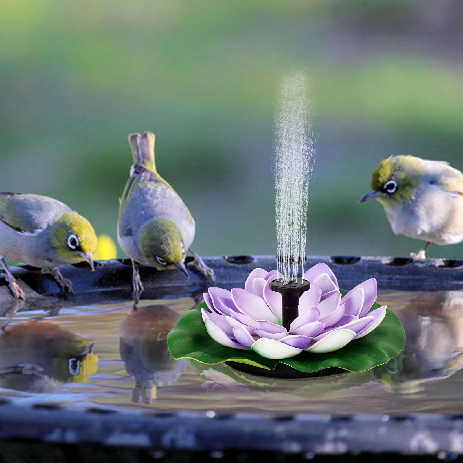 Solar Powered Water Fountain with 6 Nozzles - Outdoor Garden Decoration for Bird Bath, Pond & Backyard | Perfect for Attracting Birds & Enhancing Landscape Design
