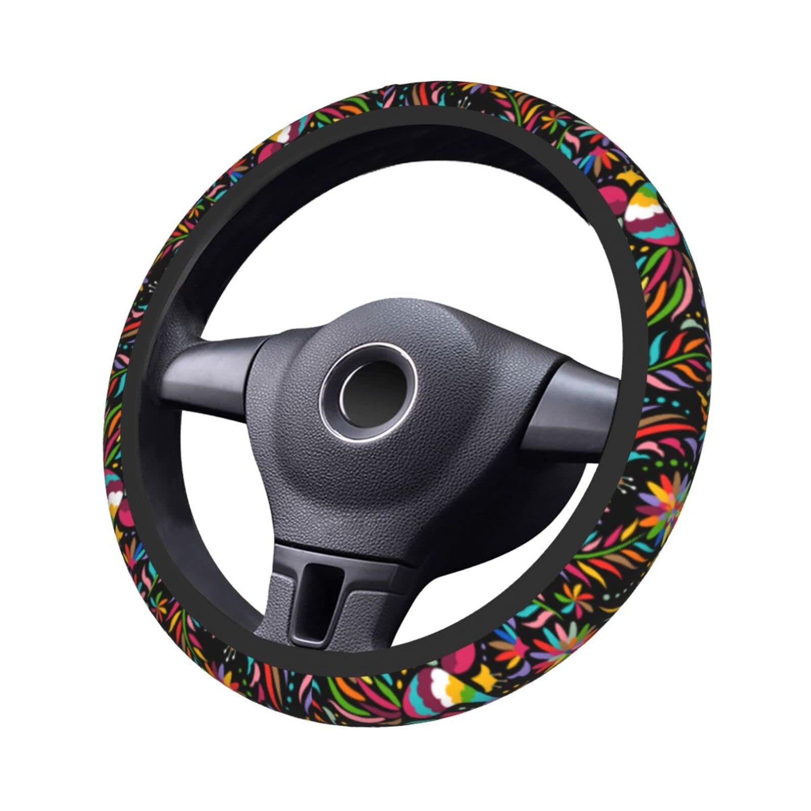 Universal 15 Inch Mexican Bird Flower Steering Wheel Cover - Mexico Print Neoprene Car Wheel Protector - Cute Automotive Accessories for Cars, Trucks & SUVs - Perfect for Road Trips & Daily Commutes