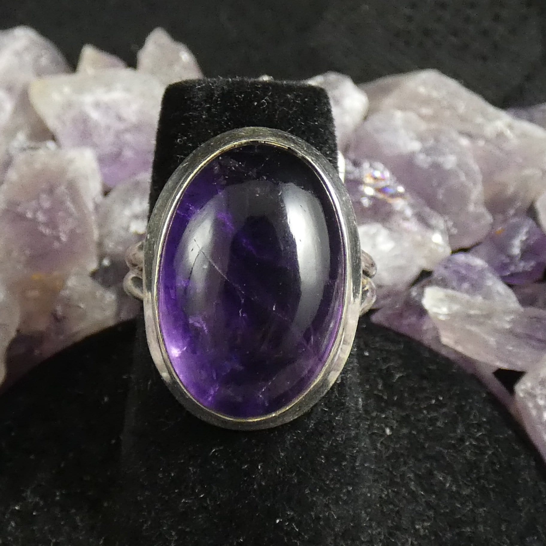 Natural Amethyst Sterling Silver Ring Size 6.75 - Elegant Purple Gemstone Jewelry for Women, Perfect Gift for Birthday, Anniversary & Valentine's Day