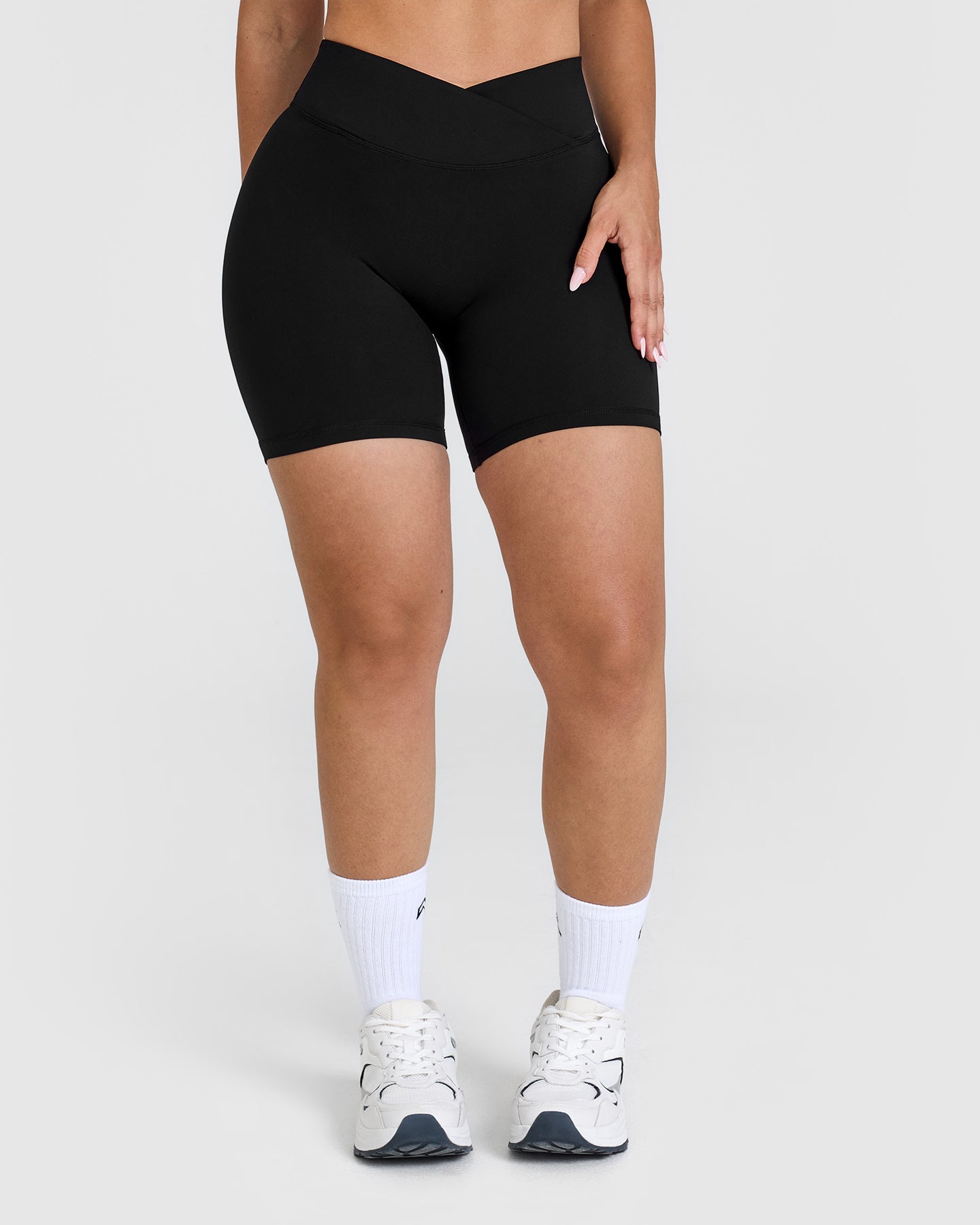 Unified Wrap Shorts with White Logo - 6-Pack in Black | Comfortable & Stylish for Yoga, Gym, and Casual Wear