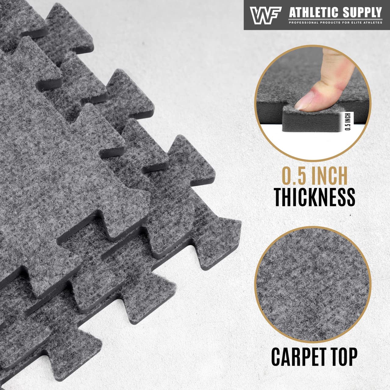 CAPHAUS EVA Foam Floor Tiles with Black Carpet Top - 24