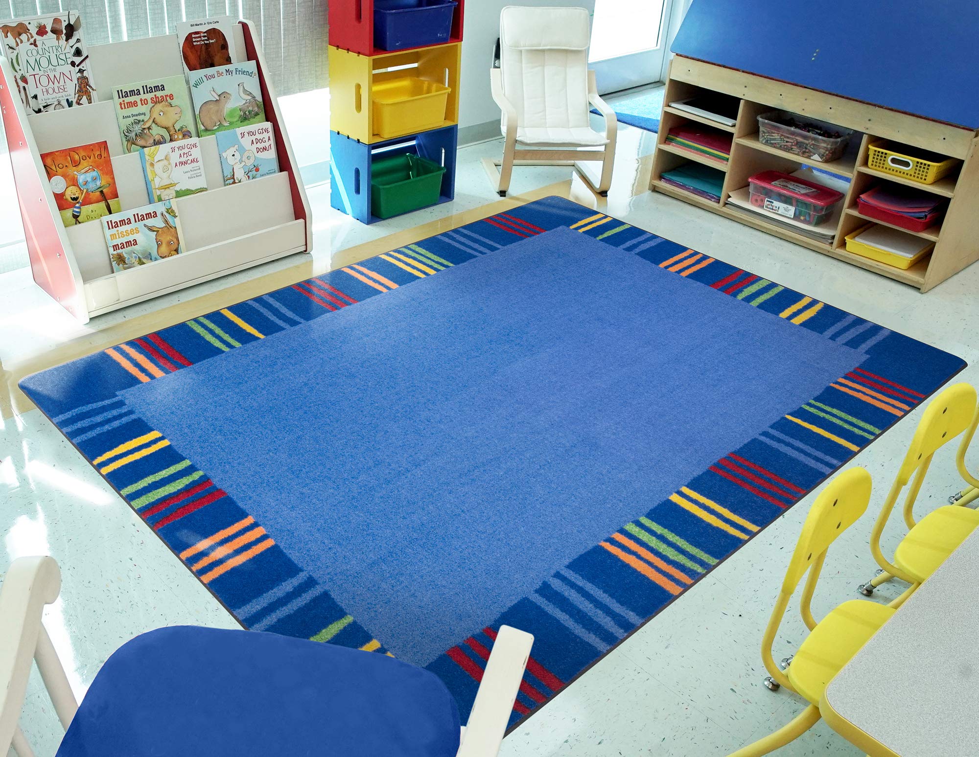 Joy Carpets Kid Essentials Seeing Stripes Area Rug - Color Rainbow, 5'4