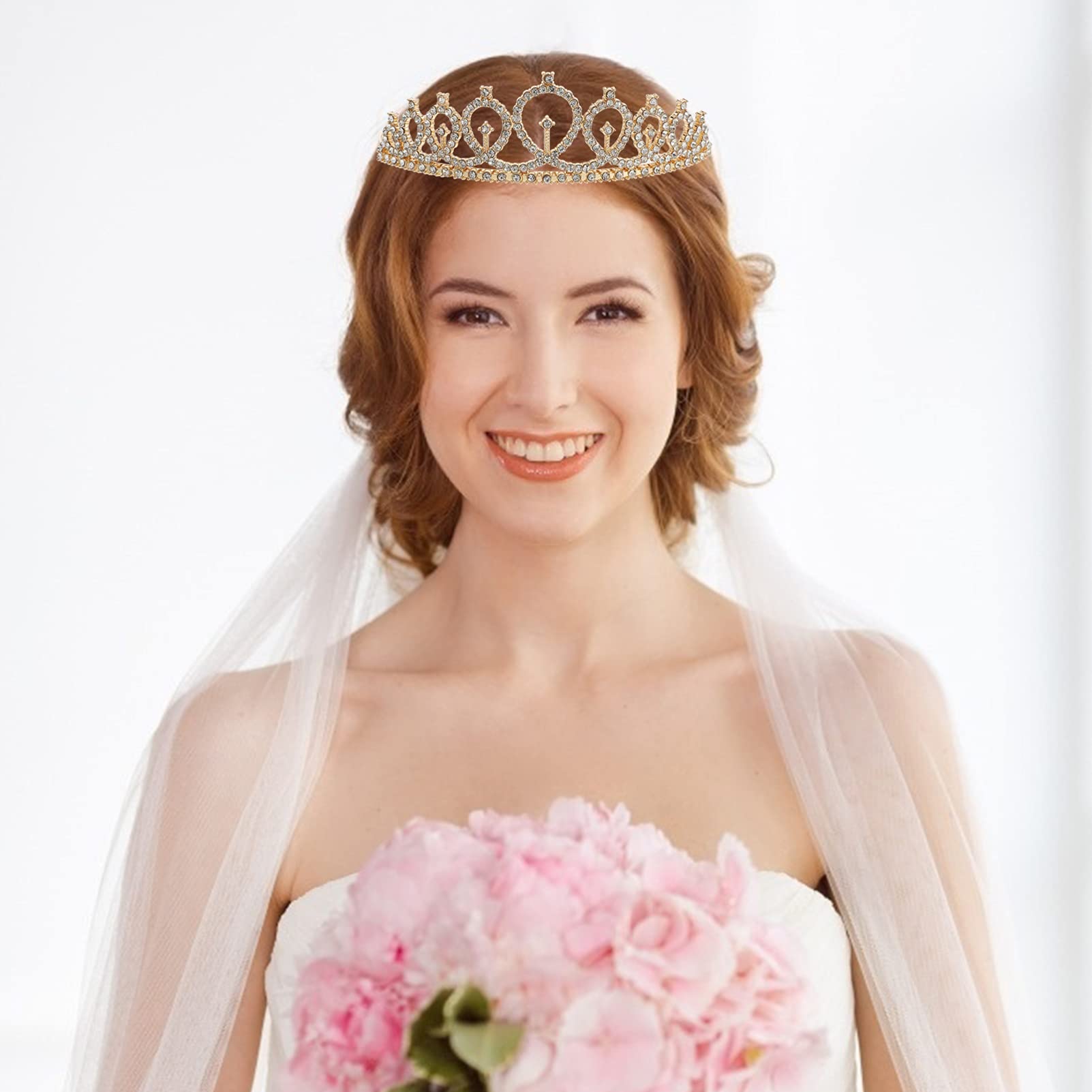OHPHCALL Bridal Tiara Crown - Rhinestone Wedding Headpiece for Women & Girls, Baroque Crystal Alloy Princess Tiara for Brides, Flower Girls, Birthday Parties & Special Occasions