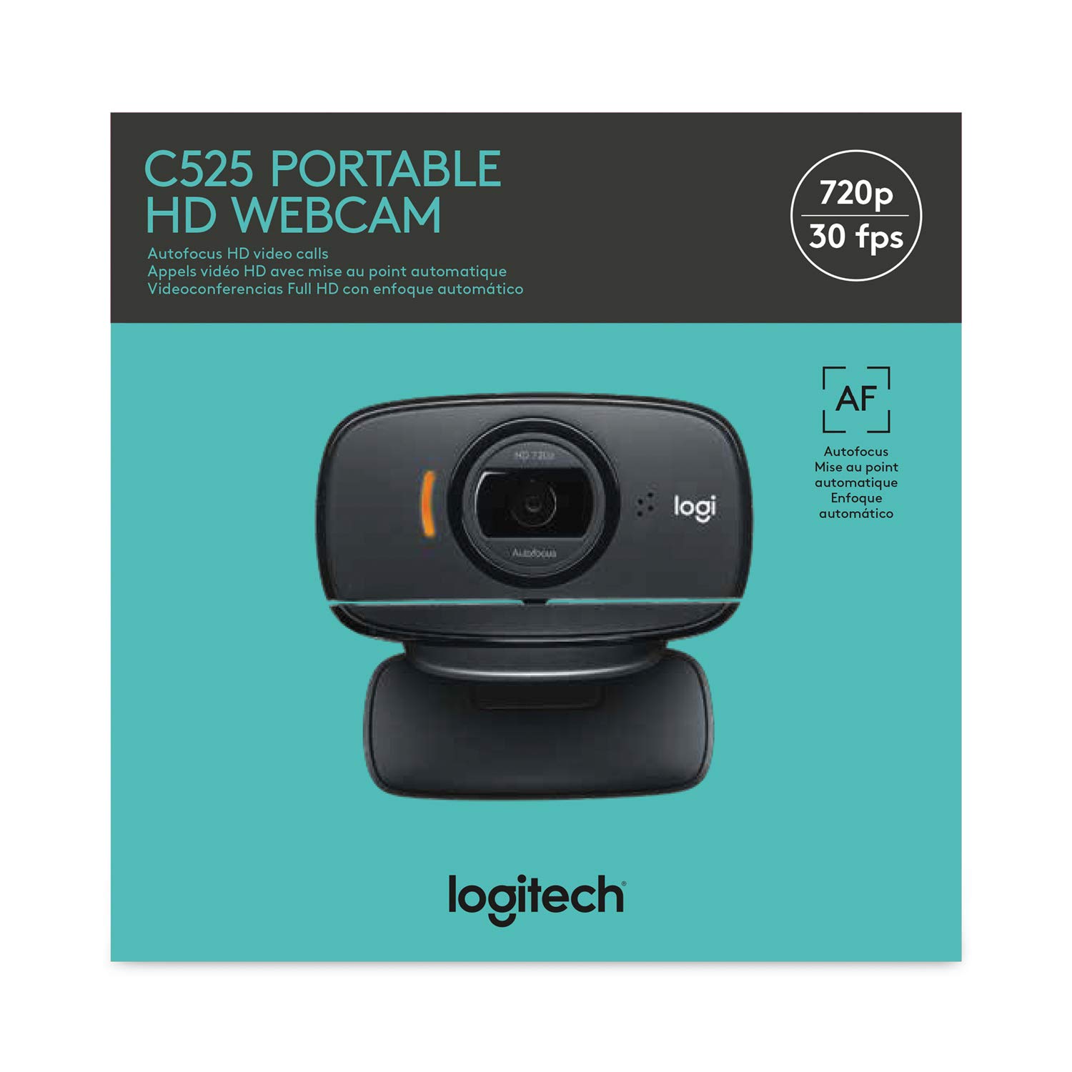 Logitech C525 USB HD Webcam - 1080p Full HD Video Calling Web Camera with Autofocus, Built-in Mic for PC, Mac, Laptop - Ideal for Zoom Meetings, Online Classes, Live Streaming & Video Conferencing