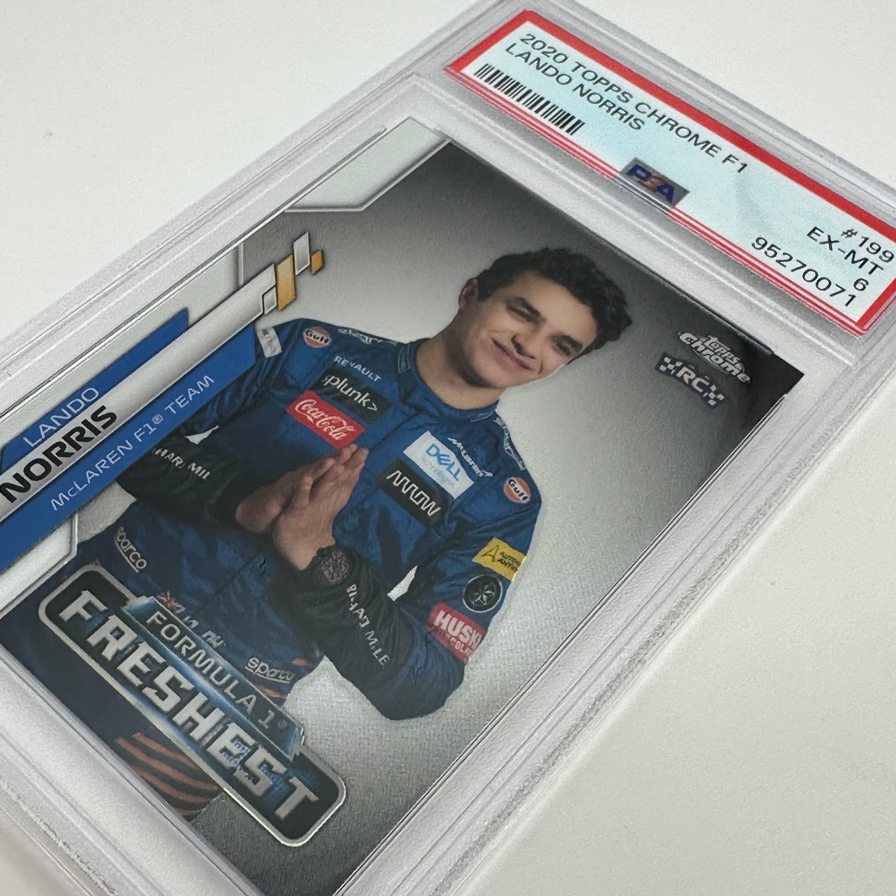 2020 Topps Chrome F1 Lando Norris #199 PSA 6 Rookie Card - Perfect for F1 Collectors and Racing Fans Display