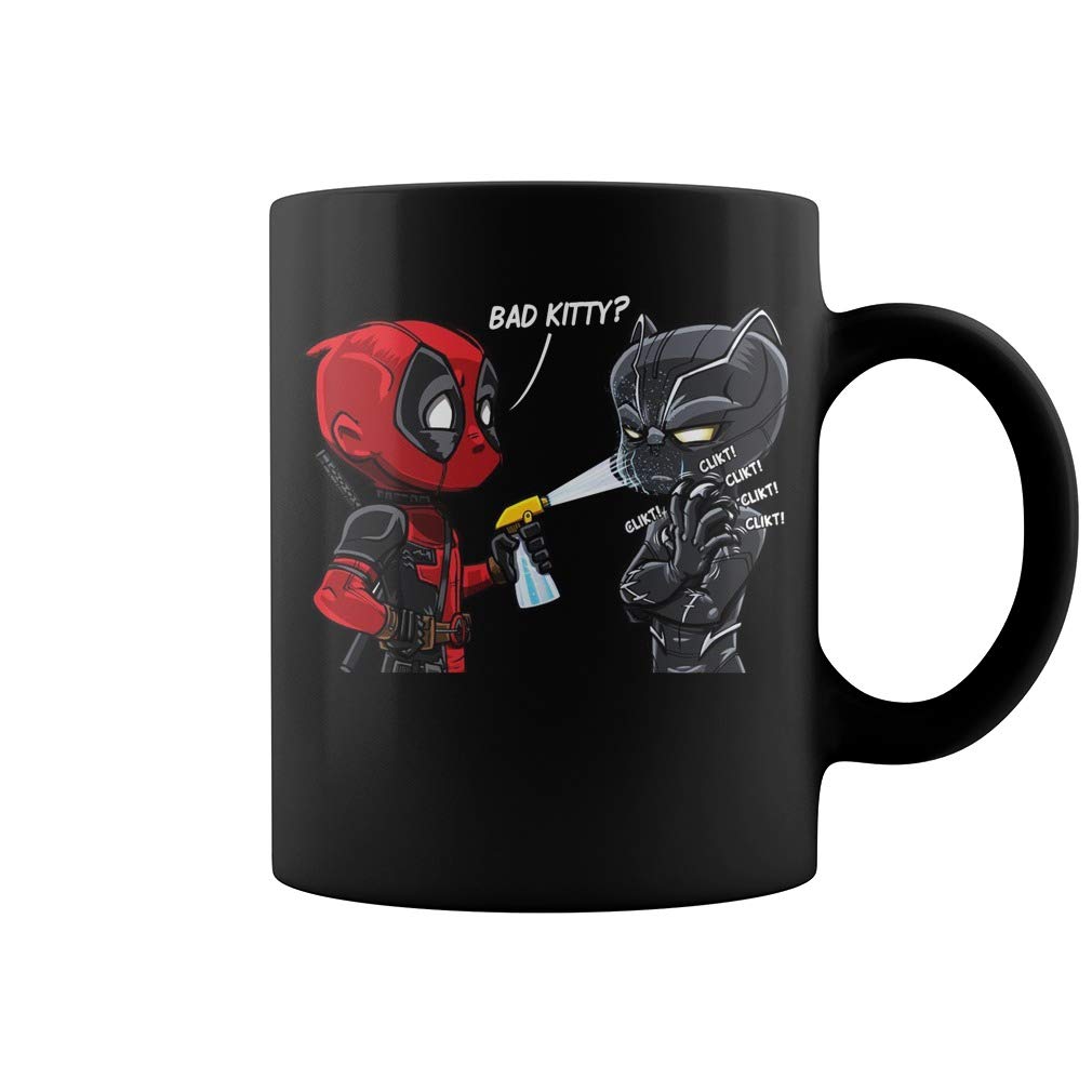 Bad Kitty and Black Panther Coffee Mug - 11OZ Ceramic Cup for Coffee, Tea or Hot Drinks - Perfect Gift for Marvel Fans & Cat Lovers - Office, Home or Party Use (1-Pack)