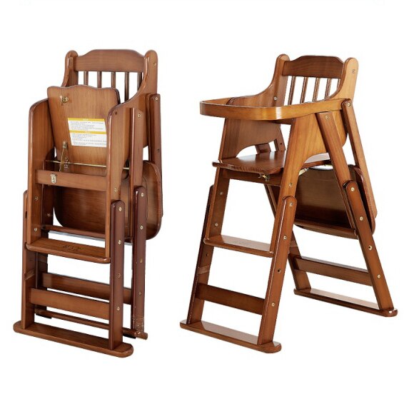 Wooden Baby High Chair - Adjustable Infant Feeding Chair for Safe & Comfortable Mealtime at Home or Restaurant
