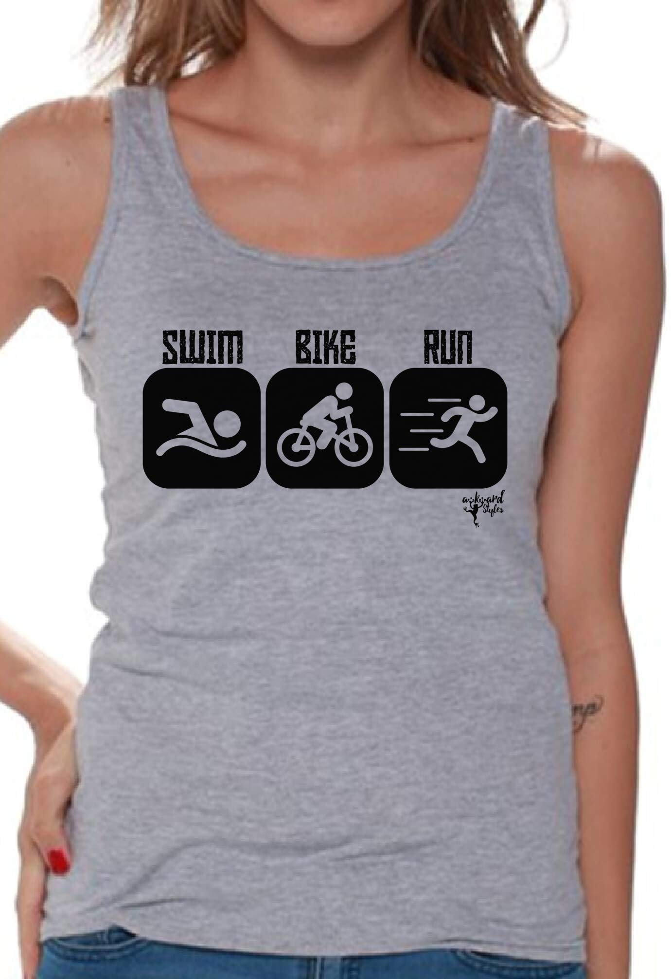 Awkwardstyles Women's Triathlon Tank Top - Breathable Quick-Dry Workout Shirt for Swim Bike Run Training | Perfect for Triathlons, Gym & Outdoor Sports Activities