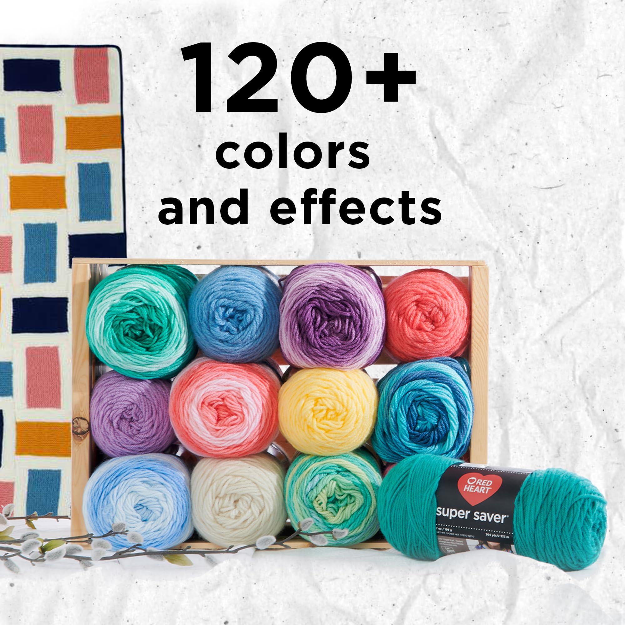 Red Heart Super Saver Yarn - 3 Pack Monet Colors (3 Count) | Soft Acrylic Yarn for Knitting, Crocheting & DIY Crafts