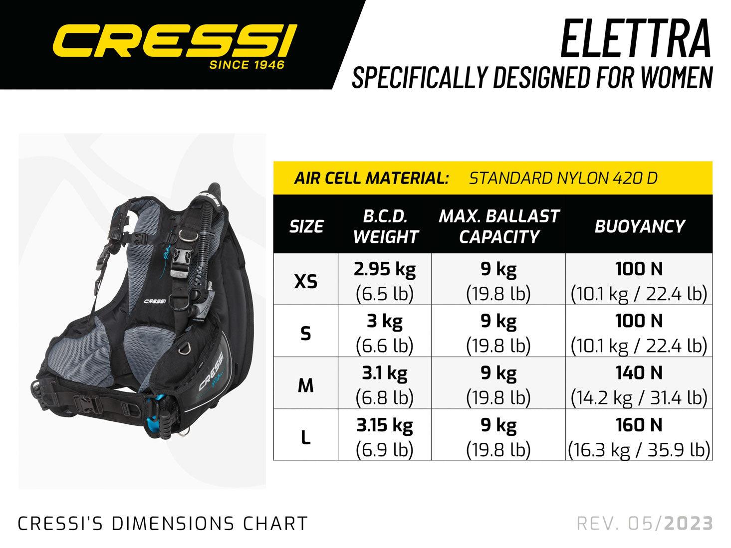 Cressi Elettra BCD Scuba Diving Jacket - Adjustable Buoyancy Compensator for Men & Women - Perfect for Recreational Diving, Snorkeling, and Underwater Exploration