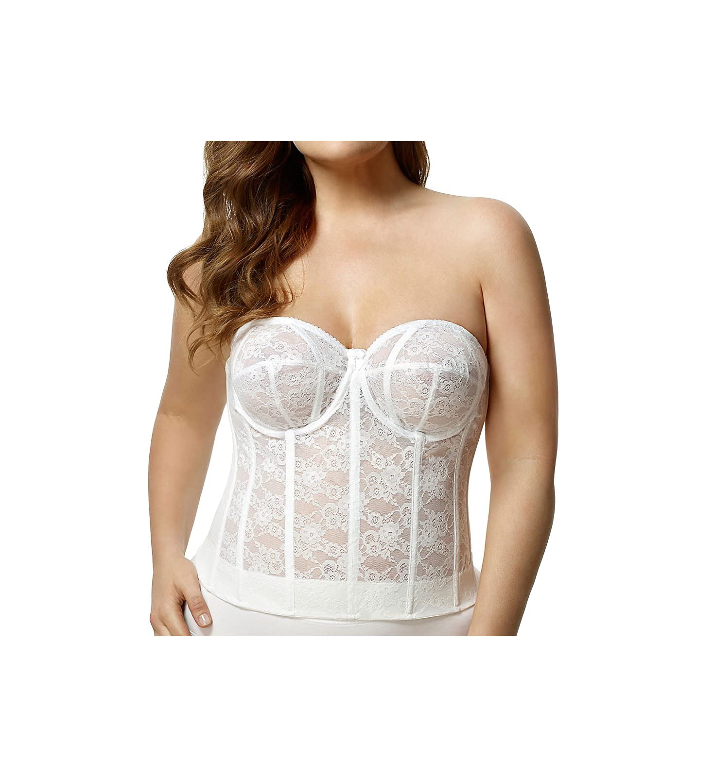 Elila Women's 6621 Lace Strapless Longline Underwire Bra - Comfortable Support for Evening Gowns & Formal Wear