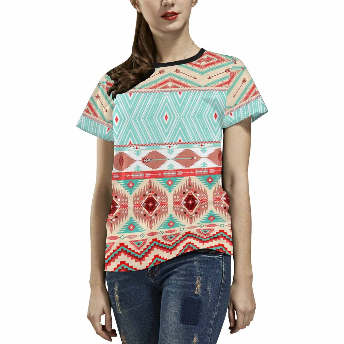 Women's Aztec Geometric Print Graphic T-Shirt - Stylish Casual Tee for Everyday Wear, Street Fashion & Boho Outfits