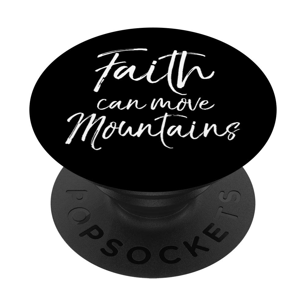 Faith Can Move Mountains Christian Bible PopSocket Grip - Swappable Phone & Tablet Holder for Daily Use, Church, and Travel