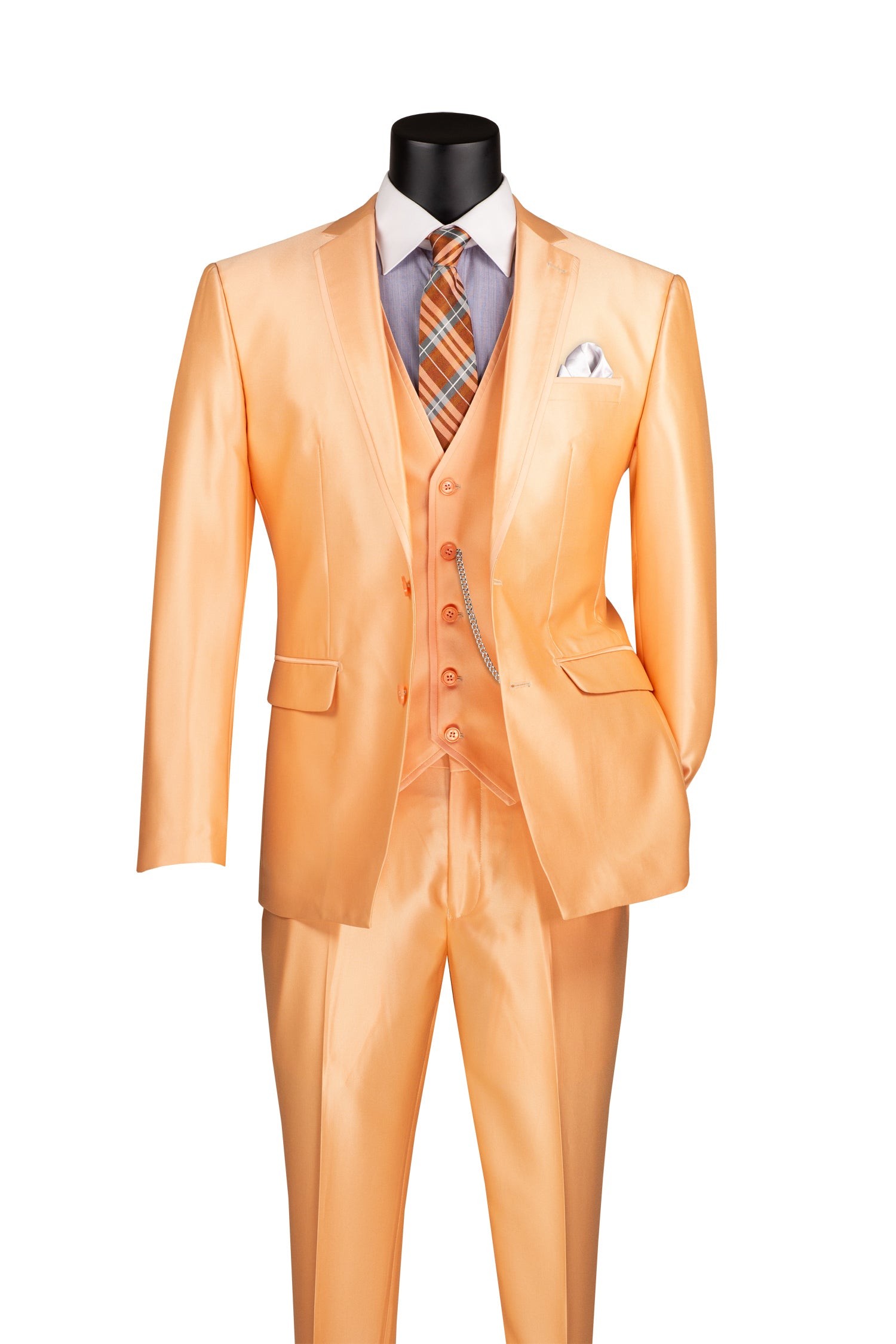 Champagne Beige Satin Slim Fit 3-Piece Suit with 2 Buttons - Perfect for Weddings, Prom & Formal Events