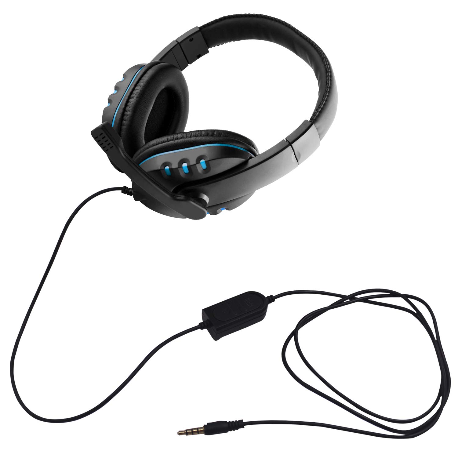 DaKuan 3.5mm Gaming Headset with Microphone - Over Ear Noise Cancelling Headphones for PC, PS4, Xbox One - Volume Control & Bonus 3.5mm Adapter Included - Perfect for Gaming, Streaming & Online Classes