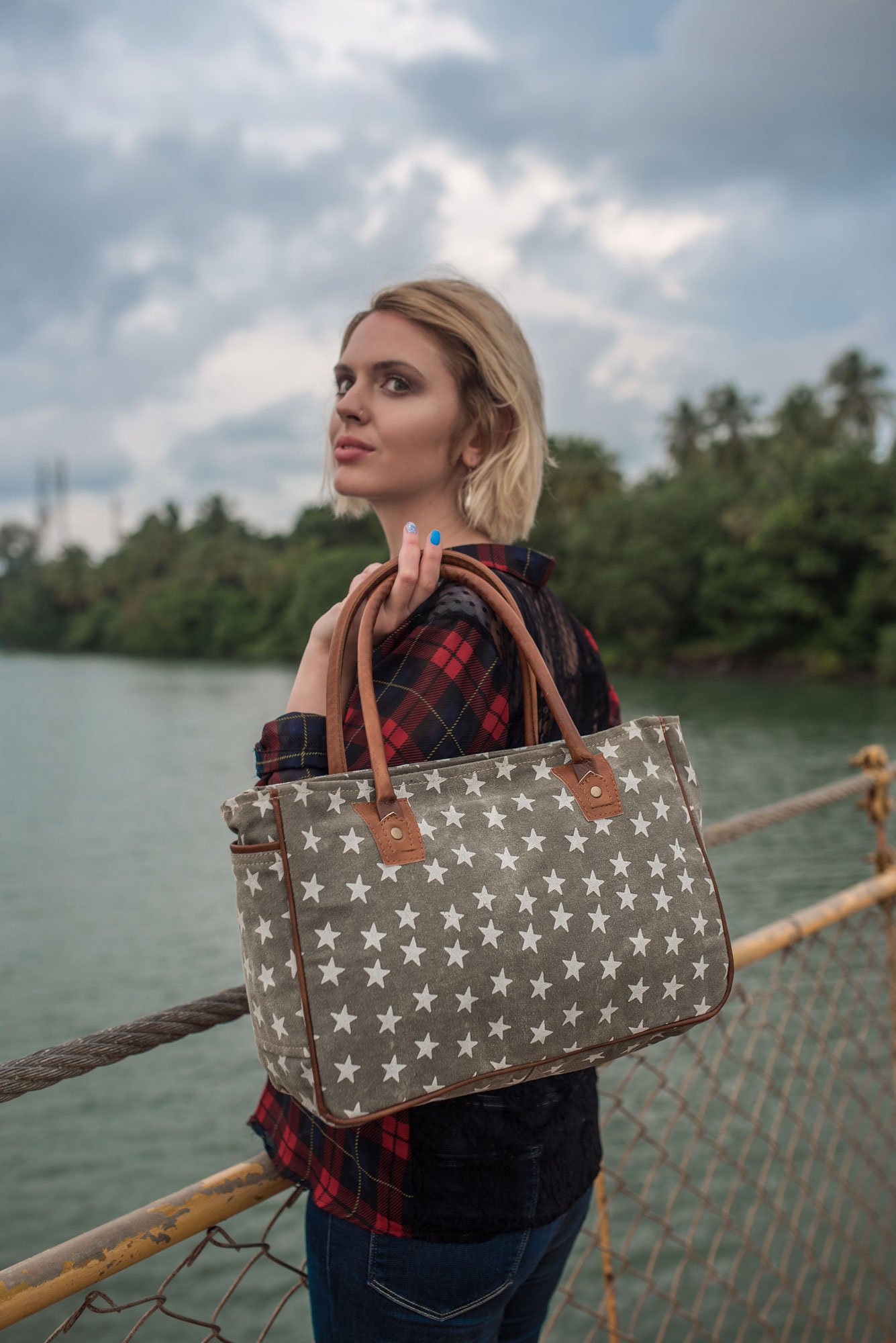 Myra Bag Freedom Stars Grey - Stylish Crossbody for Travel & Daily Use