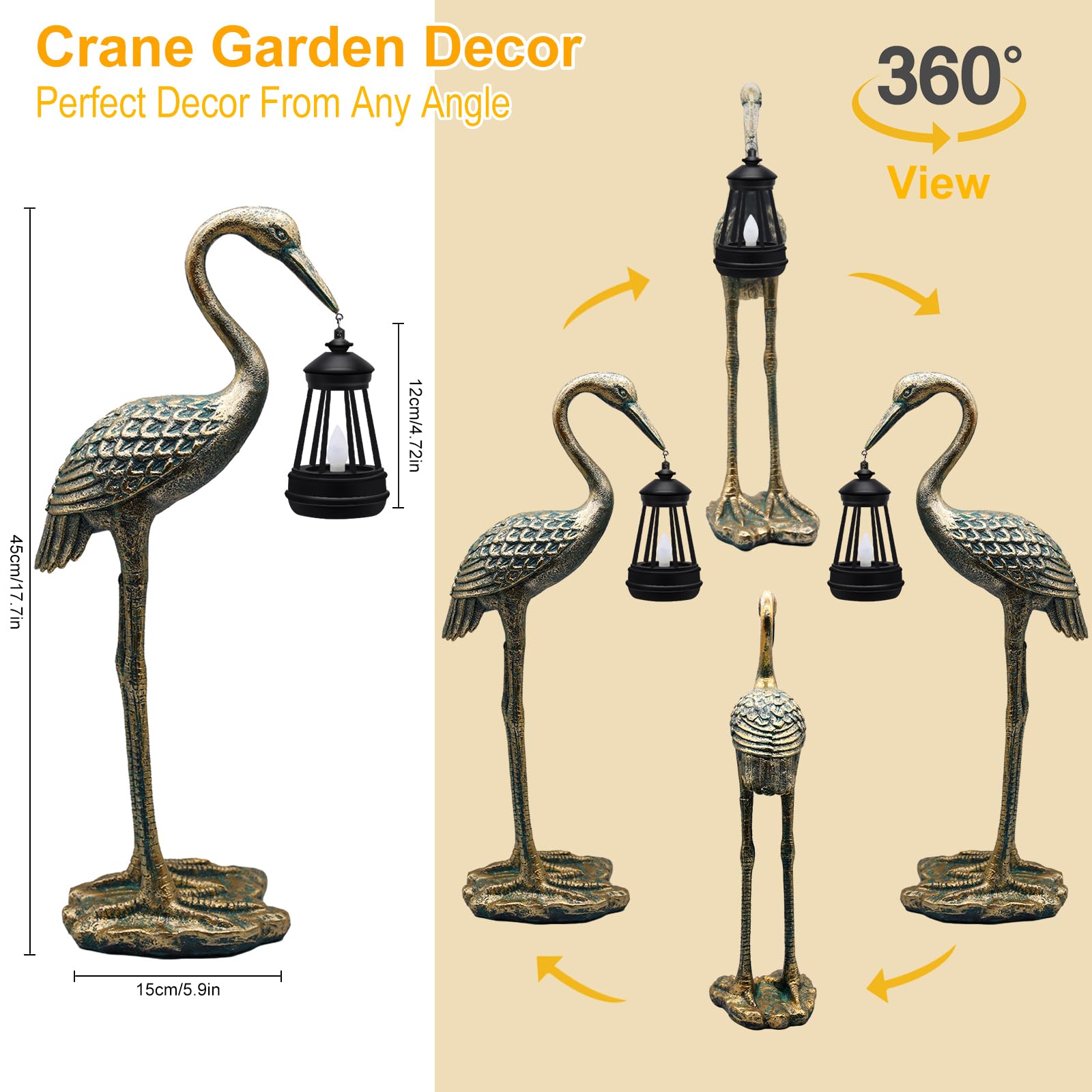 Solar Powered Garden Statue - Blue Heron Crane Sculpture with LED Lights, Outdoor Hanging Solar Lantern for Patio, Yard, Lawn & Porch Decor | Perfect Christmas Gift for Mom, Women & Mother's Day | Weather-Resistant Garden Art for Nighttime Ambiance