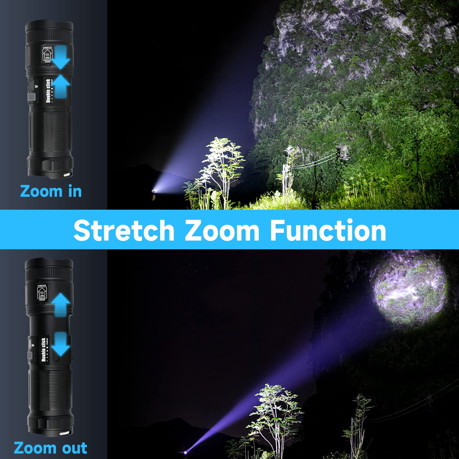 Rechargeable Super Bright 120000 Lumens LED Flashlight - High Power COB Work Light & Tactical Flashlight for Camping, Hiking, Emergencies, Outdoor Adventures & Night Work