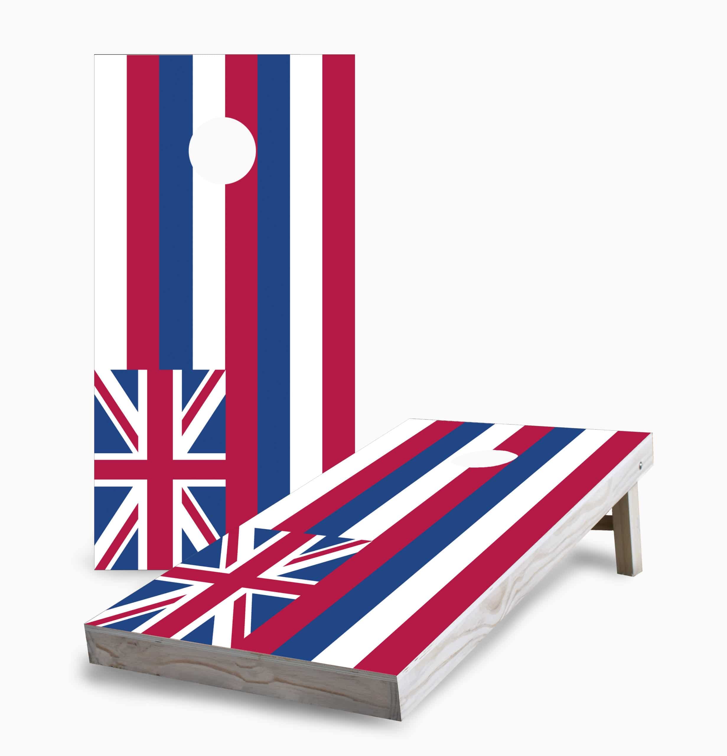 Skip's Garage Hawaii Flag Cornhole Set - Regulation Size Custom Cornhole Boards with 8 Bean Bags | Outdoor Lawn Games for Backyard, Tailgating & Beach Parties