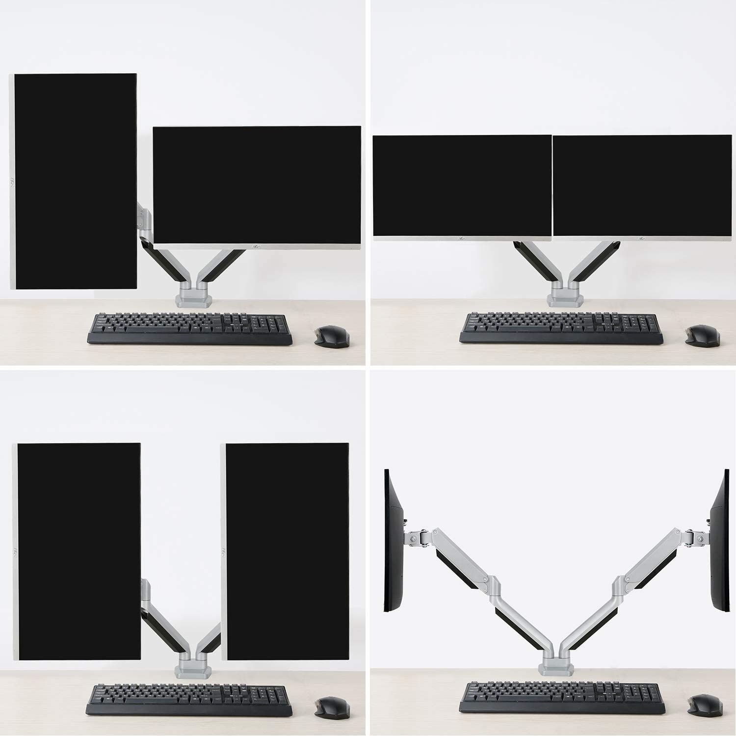 MOUNTUP Dual Monitor Stand Mount - Adjustable Gas Spring 2 Monitor Arm Desk Mount for 17-32 Inch Screens, Die-Cast Aluminum, Holds 17.6LBS Each - Perfect for Home Office, Gaming & Workstation Setup