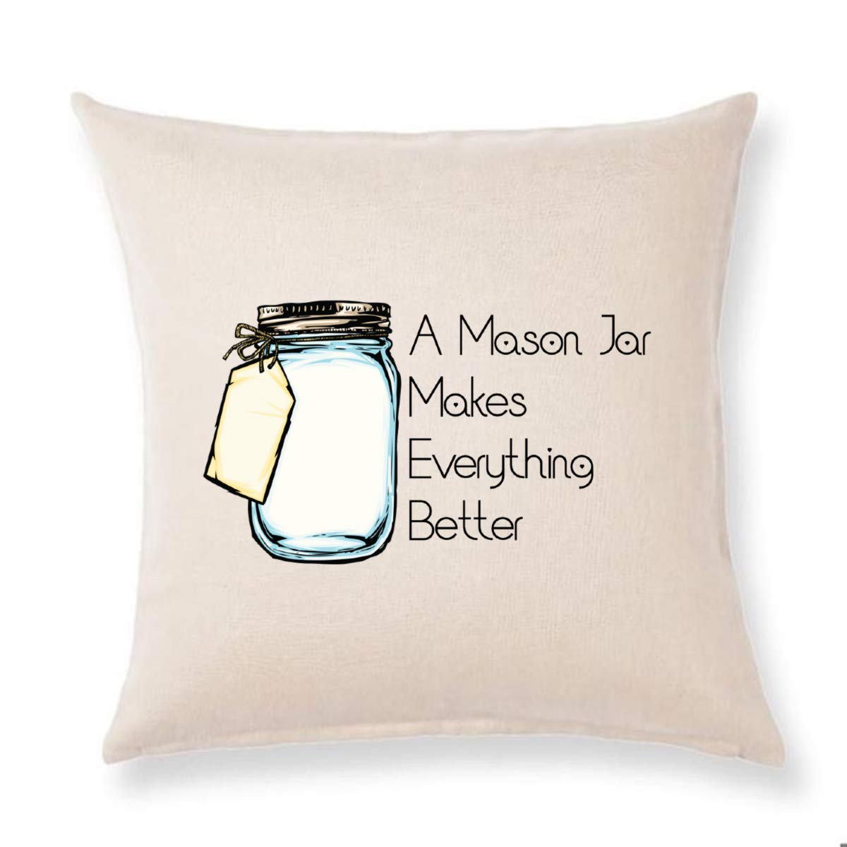 Farmhouse Vintage Mason Jar Throw Pillow Cover - Rustic Home Decor for Living Room, Bedroom, or Porch - Cozy Farmhouse Décor Accent