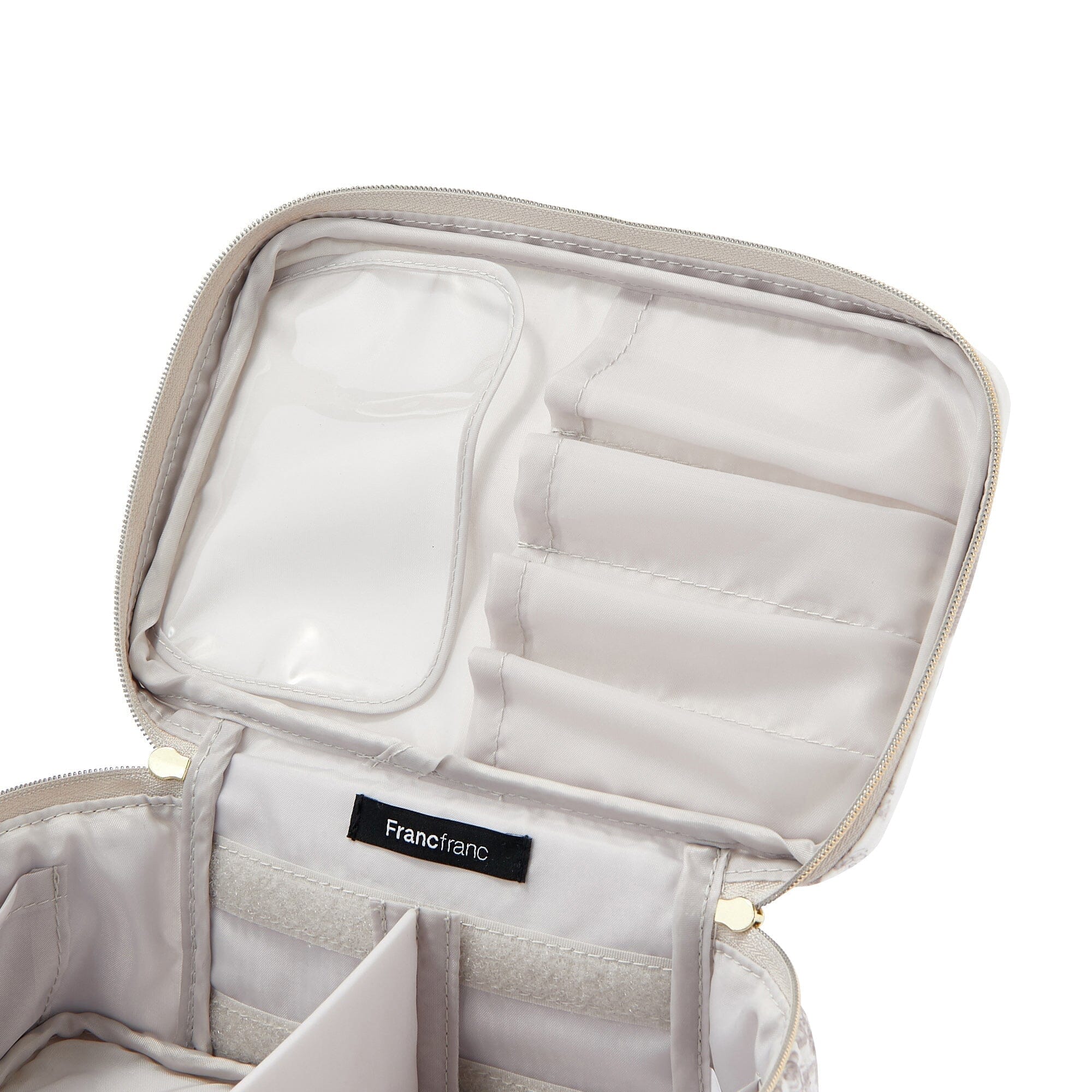 Elegant Small Beige Classic Flower Vanity Pouch for Women - Perfect for Makeup, Jewelry & Travel Essentials | Vintage Cosmetic Bag Organizer