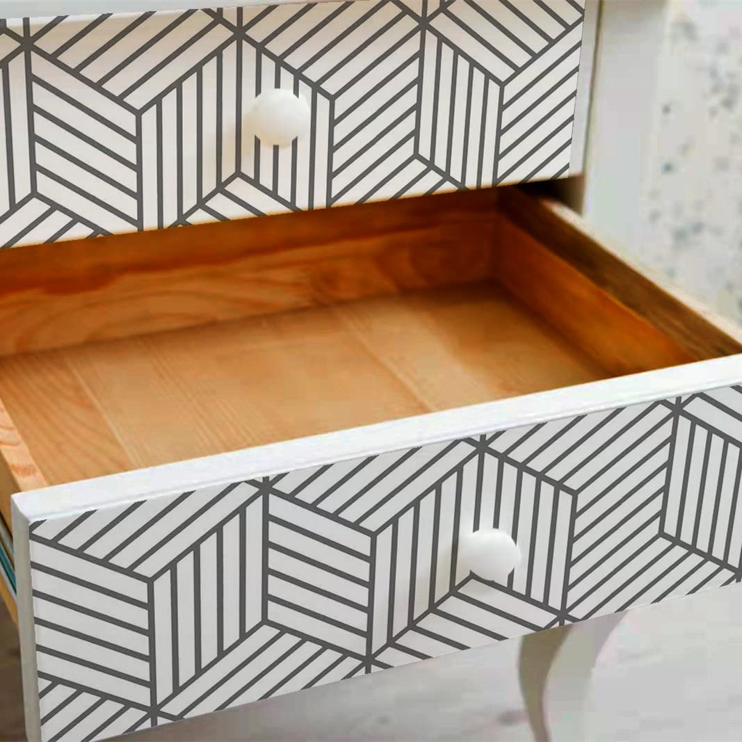 Hexagon Peel and Stick Wallpaper - Gold & Beige Geometric Pattern Removable Contact Paper for Shelves, Drawers, Cabinets - 17.7