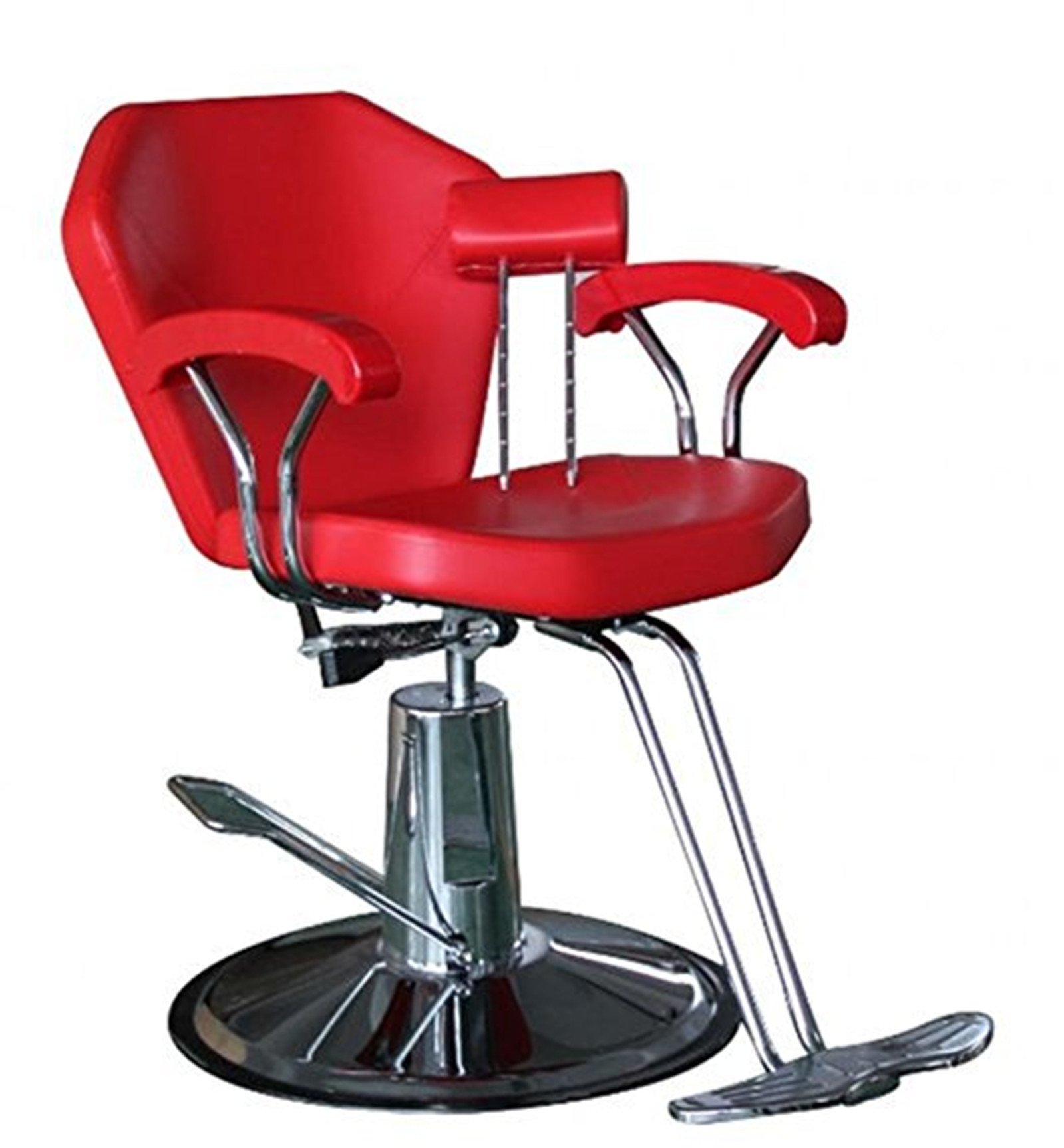 Professional Red Hydraulic Barber Chair with Adjustable Headrest & Footrest - Heavy Duty Salon Equipment for Hair Cutting & Shaving - Perfect for Barbershops, Salons & Home Use