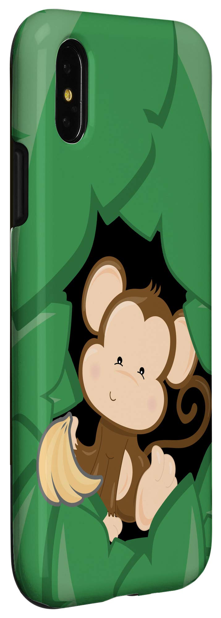iPhone X/XS Cute Peekaboo Baby Monkey with Bananas Phone Case - Perfect for Kids, Animal Lovers & Fun Protection