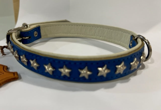 Premium German Star Studded Leather Dog Collar - Double Lined, Small Size for Small Breeds - Perfect for Daily Walks, Training & Fashion Accessories