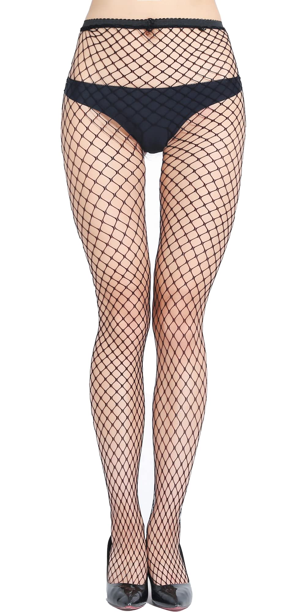KLONKEE Women's High Waist Fishnet Pantyhose - Sexy Sheer Mesh Tights for Party, Halloween & Cosplay - Comfortable Stretchy Stockings for Night Out, Dance & Special Occasions