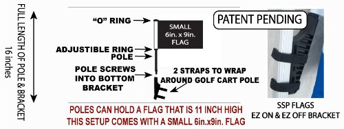 6x9 Inch Small Golf Cart Flag with Easy On/Off Bracket - USA Made - Perfect for Golf Tournaments, Tailgating & Patriotic Events