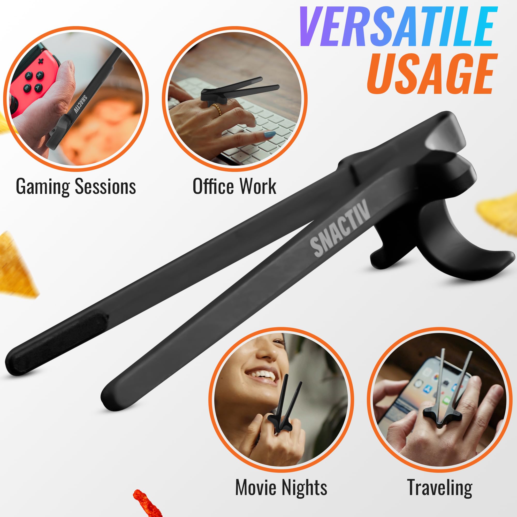 SNACTIV PRO Gaming Chopsticks - Shark Tank Snacking Tool for Gamers - Perfect for Snacks & Chips While Gaming