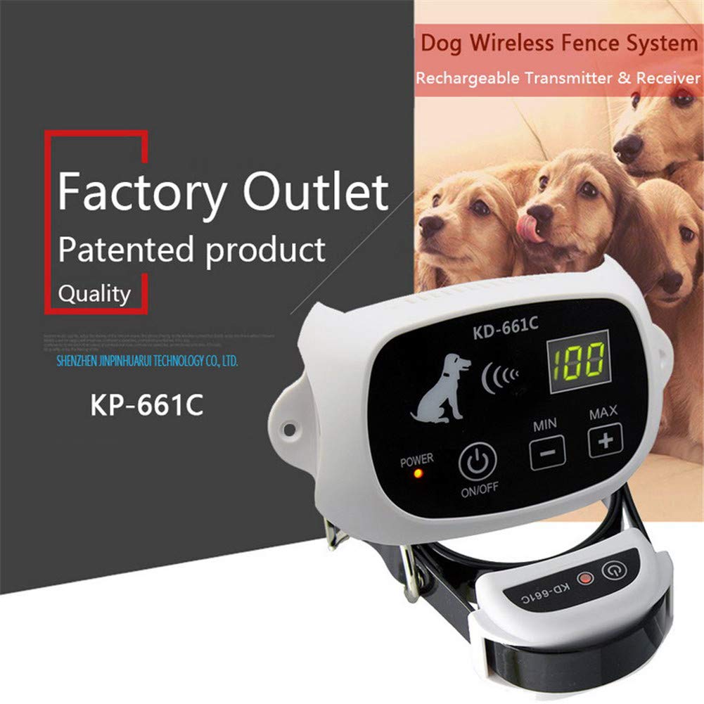 Wireless Dog Fence System - Safe & Effective Electric Pet Containment with Waterproof Collar, Adjustable Range & Distance Display - Beep & Shock Modes for 2 Dogs - Perfect for Yard Training & Outdoor Pet Safety