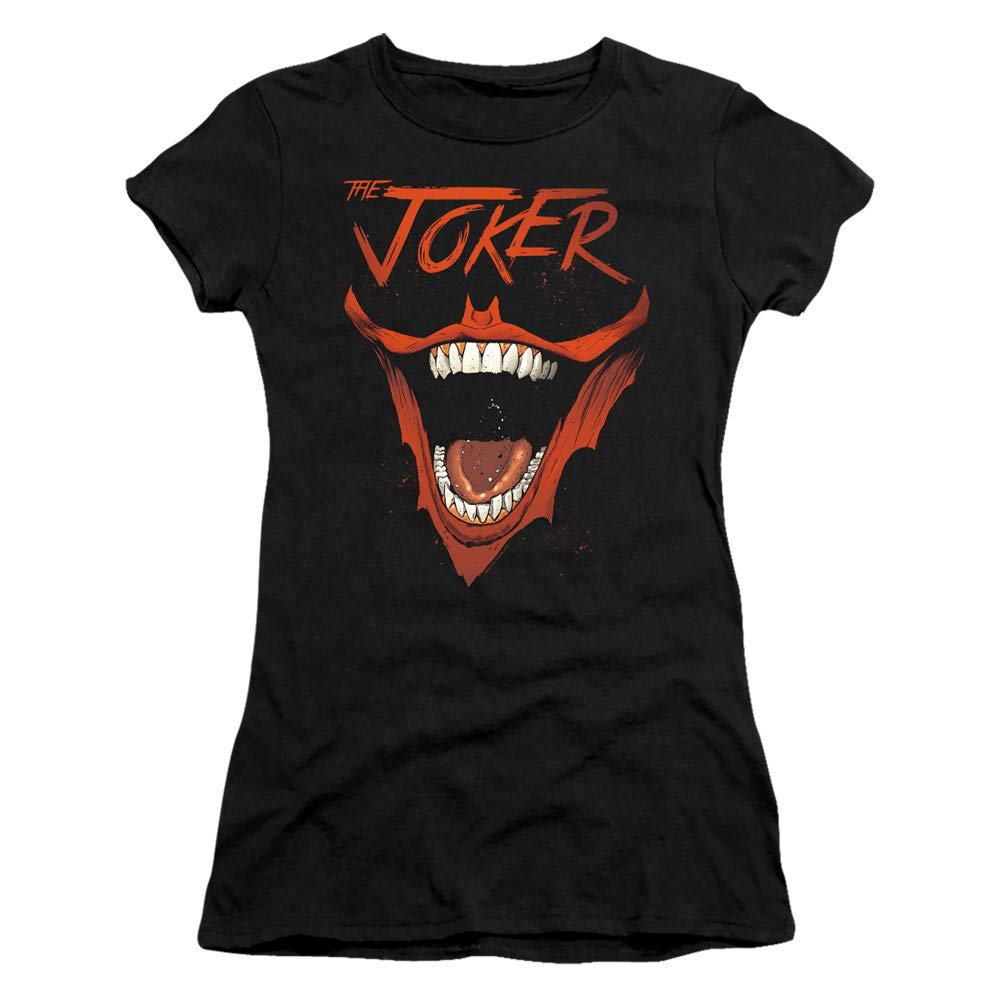 Batman Joker Bat Laugh Juniors' Sheer Fitted T-Shirt - Official DC Comics Graphic Tee for Boys & Girls - Perfect for Cosplay, Halloween & Superhero Fans