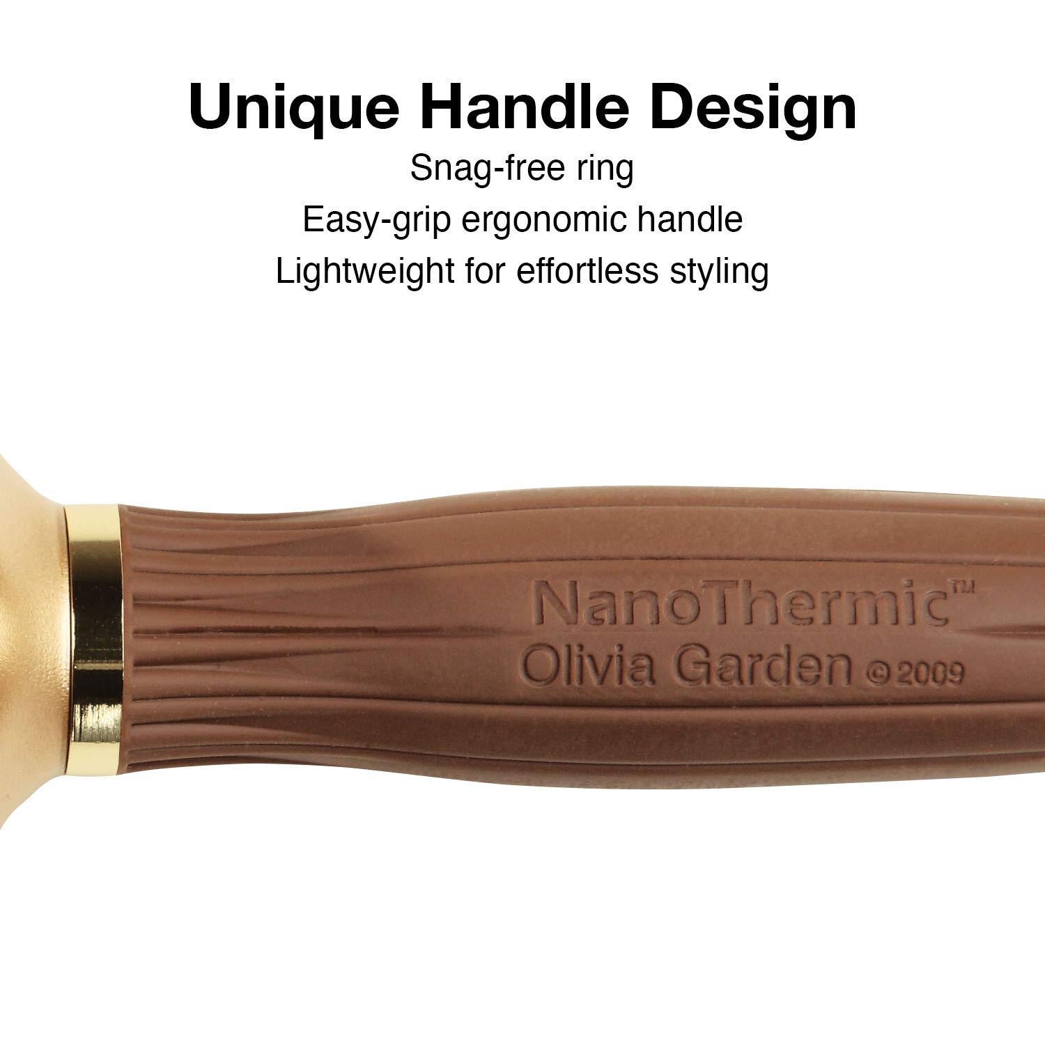 Olivia Garden NanoThermic Ceramic + Ion Round Thermal Hair Brush - Non-Electric Styling Tool for Frizz Control & Shine - Perfect for Travel, Home Use & Salon Styling