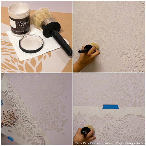 Petal Play Floral Damask Wall Stencil - DIY Home Decor, Reusable Painting Template for Bedroom, Nursery & Living Room Accent Walls