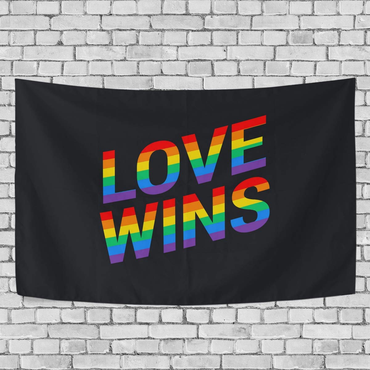 ALAZA Love Wins Pride Rainbow Black Art Tapestry Wall Hanging - LGBTQ+ Wall Decor for Living Room, Dorm, Bedroom - Perfect for Pride Month, Home Decor & Gift Ideas