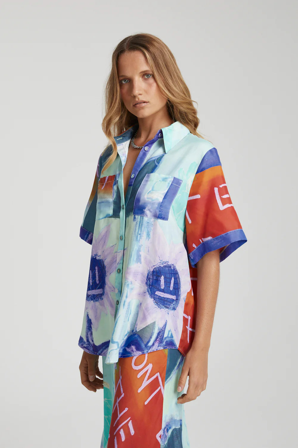 Blue Sunflower Button Up Shirt for Men & Women - Casual & Stylish Wear for Office, Outdoors & Special Occasions