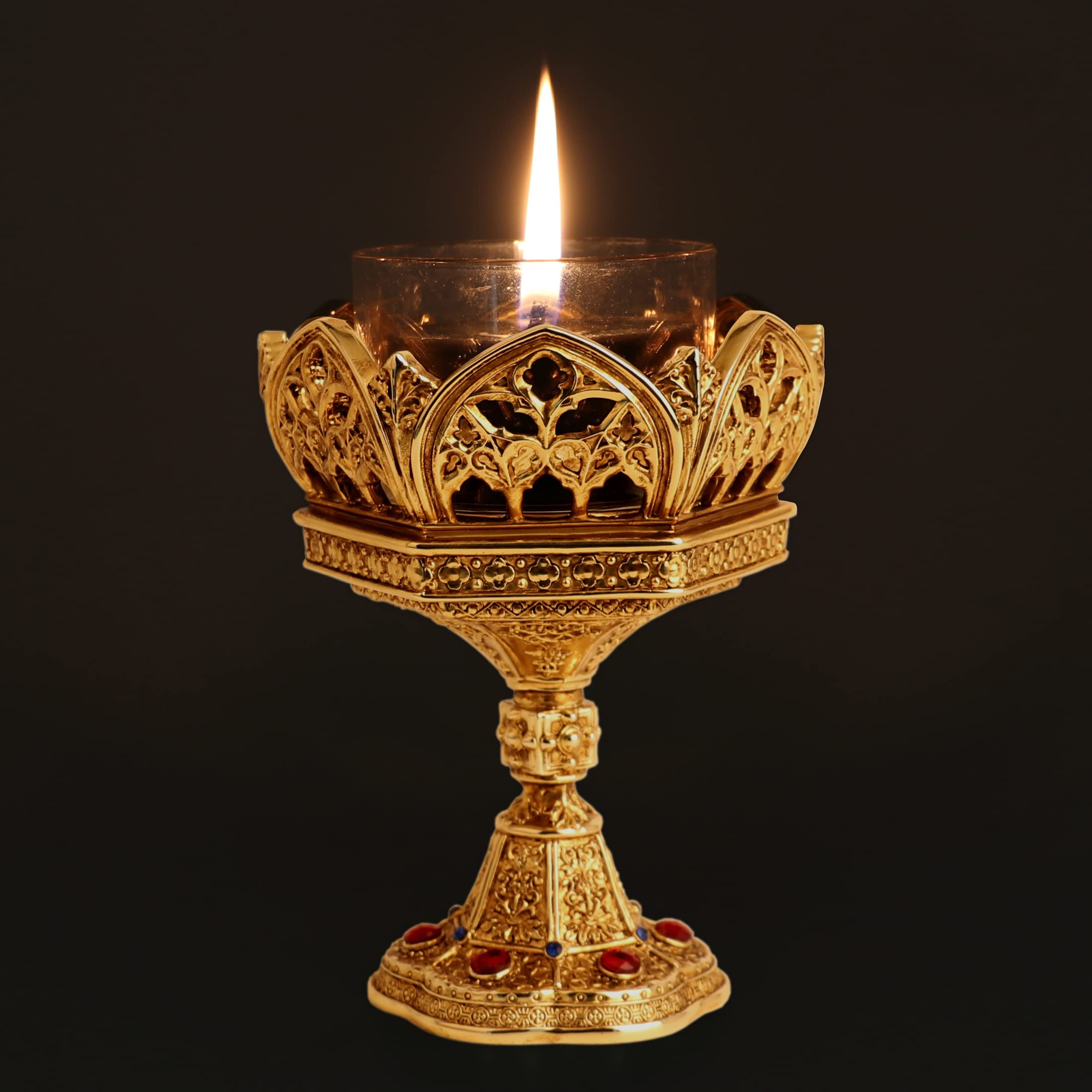 Veronese Design Hexagon Cathedral Gold Plated Votive Candle Holder - Elegant Home Decor for Weddings, Church Altars & Holiday Centerpieces